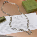 Double-G Emblem Pendant Necklace in Polished Metal-Tone – Vintage Detail – Design 030 main product view