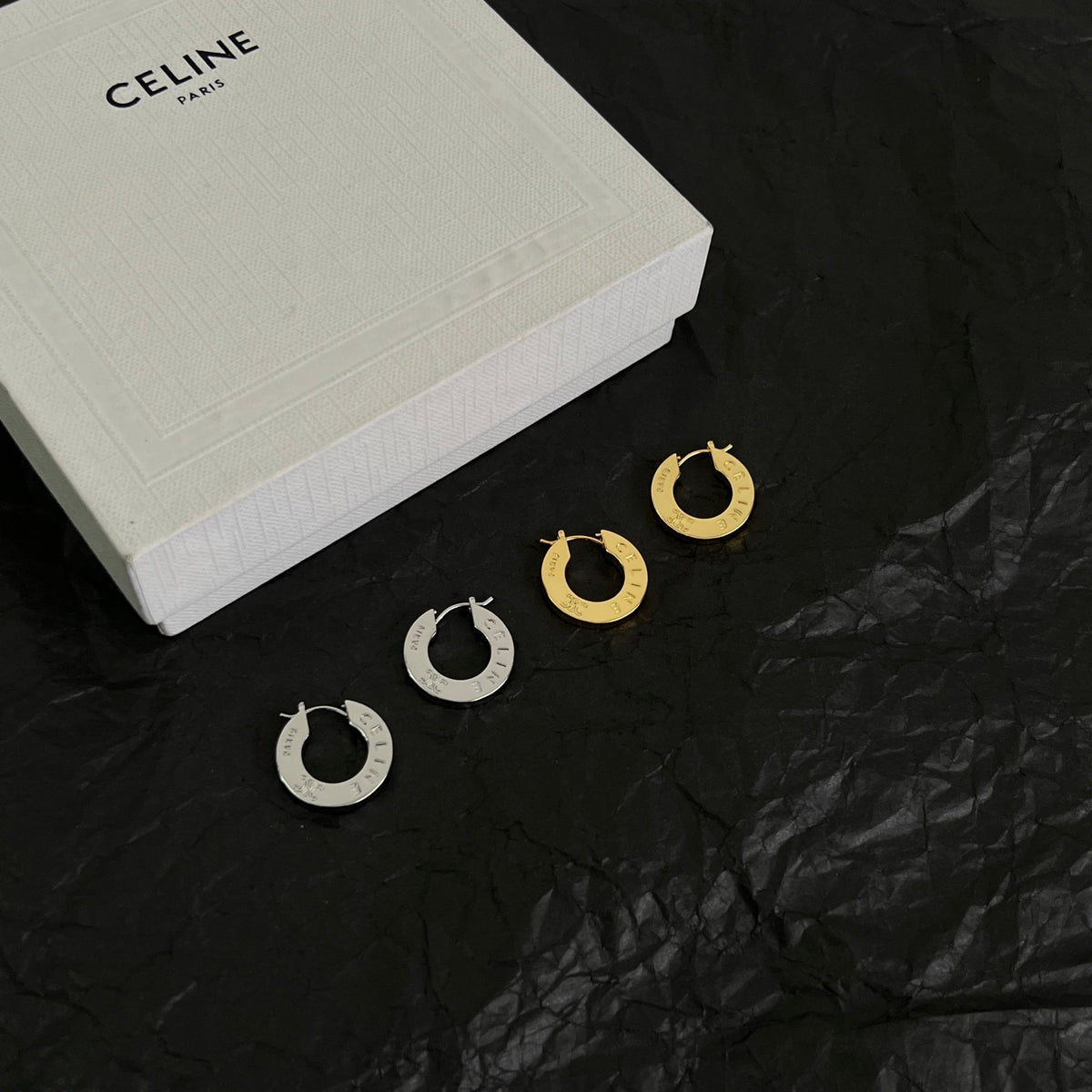 Signature Emblem Statement Earrings in Polished Metal-Tone – Design 01 detail view