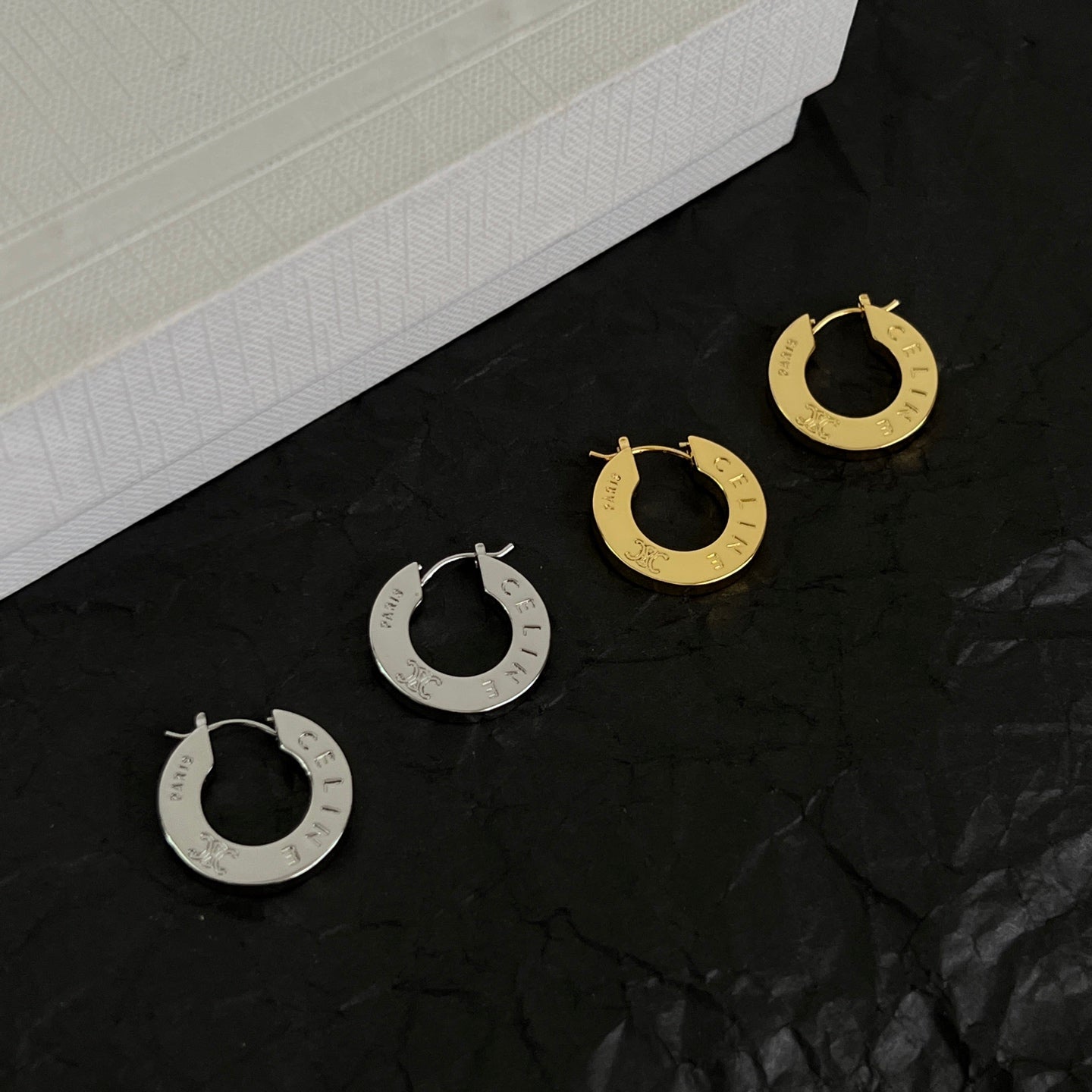 Signature Emblem Statement Earrings in Polished Metal-Tone – Design 02 front view