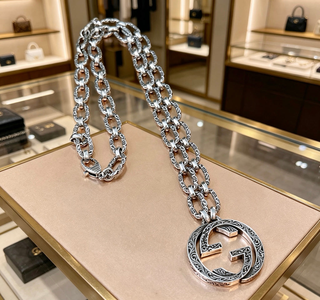 Martin Graham pendant necklace in polished metal-tone – main product view