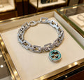 Geometric Emblem Bracelet in Polished Metal-Tone – Design 064 main product view