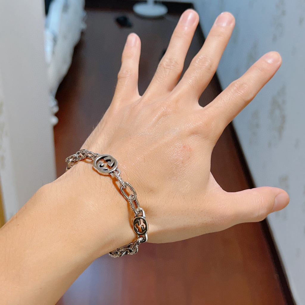 Geometric Emblem Bracelet in Polished Metal-Tone – Design 063 main product view