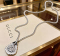 Double-G Emblem Pendant Necklace in Silver-Tone – Vintage Detail – Design 034 main product view