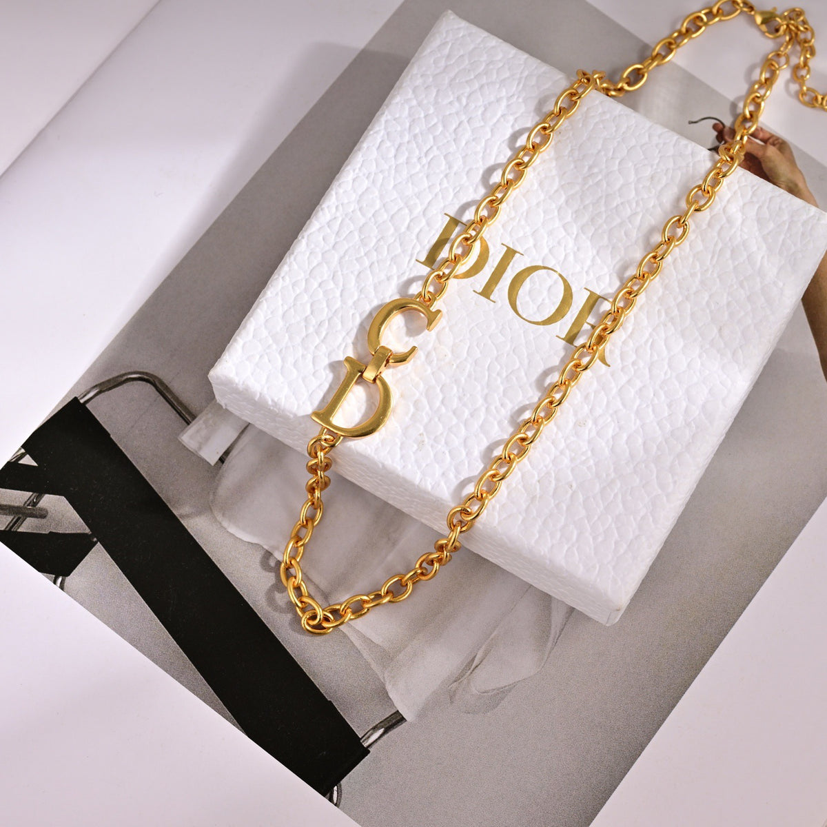 Graphic Letter Motif Pendant Necklace in Polished Metal-Tone – Design 012 main product view