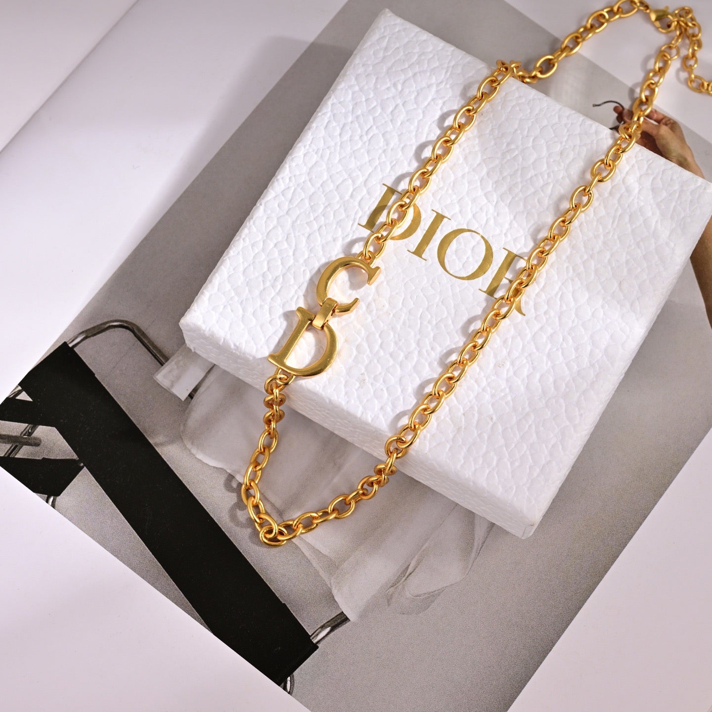 Graphic Letter Motif Pendant Necklace in Polished Metal-Tone – Design 012 main product view