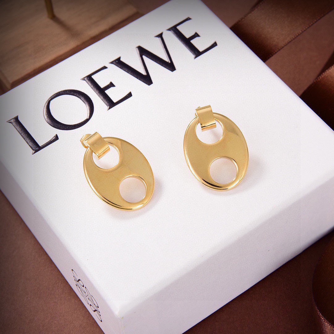 Graphic Emblem Stud Earrings in Gold-Tone – Design 02 main product view
