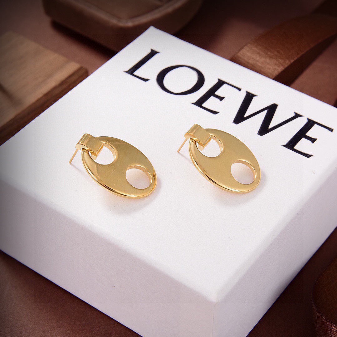 Graphic Emblem Stud Earrings in Gold-Tone – Design 02 styled view