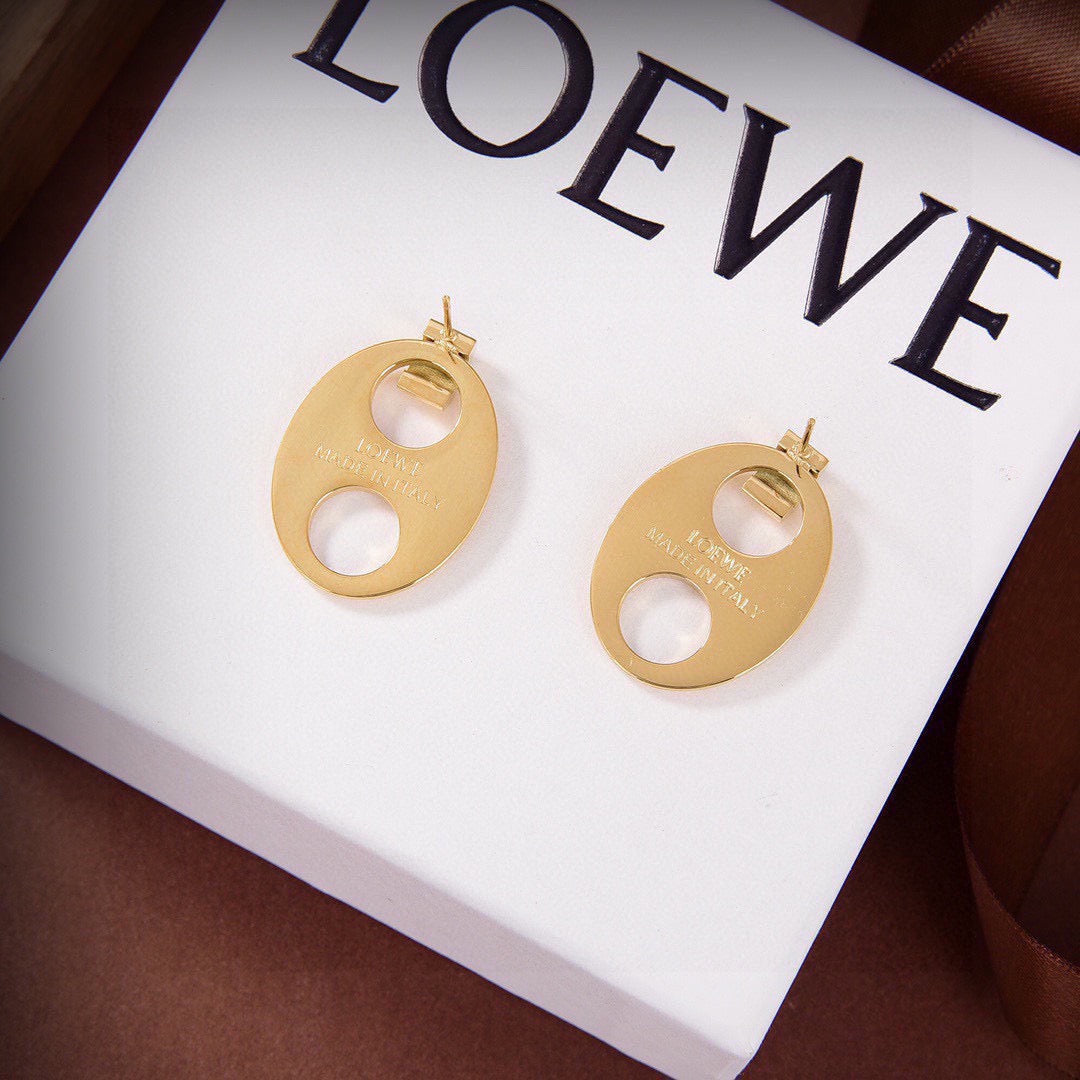 Graphic Emblem Stud Earrings in Gold-Tone – Design 03 detail view