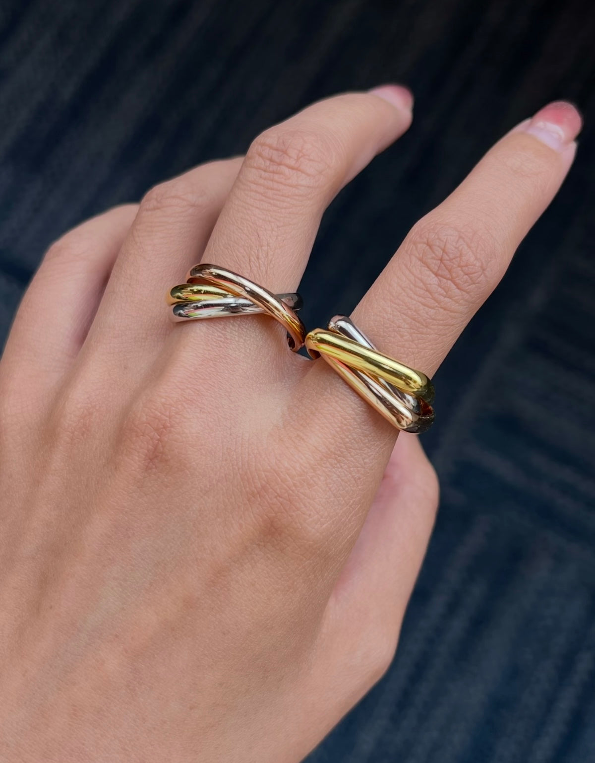 Sculptural Statement Ring in Polished Metal-Tone – Design 03 close-up detail