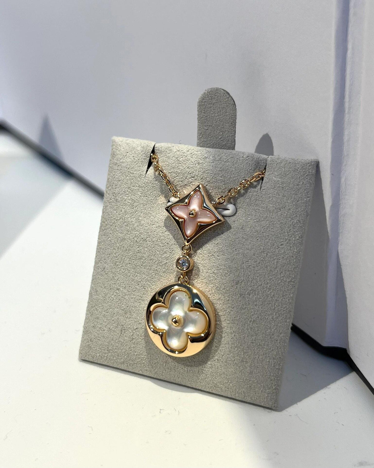 Geometric Emblem Pendant Necklace in Polished Metal-Tone – Design 019 close-up detail