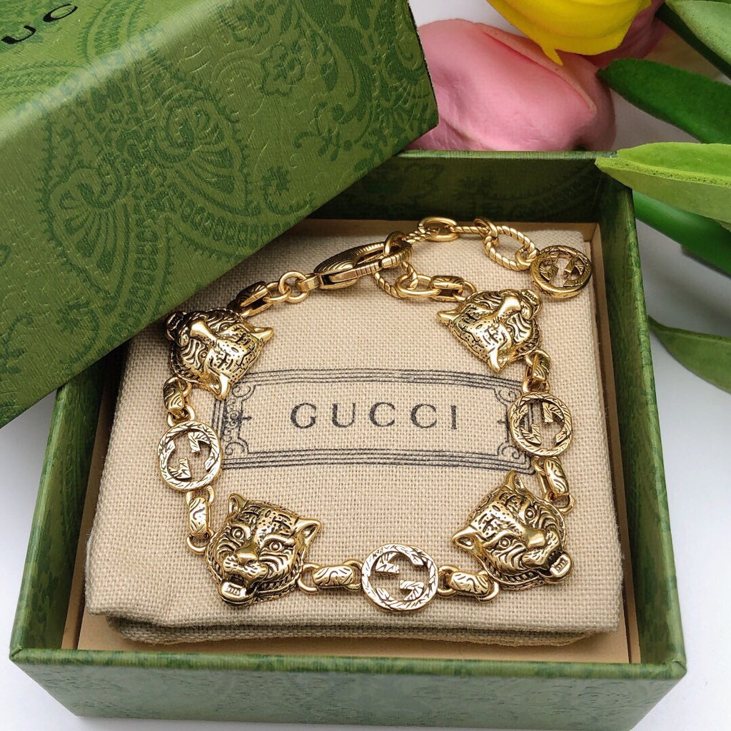 Tiger Head Bracelet in Gold-Tone main product view