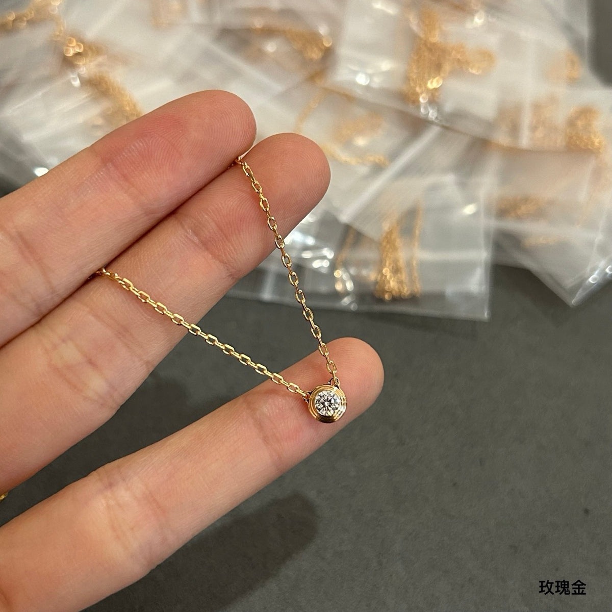 Sculptural Pendant Necklace in Polished Metal-Tone with Crystal-Style Accents main product view