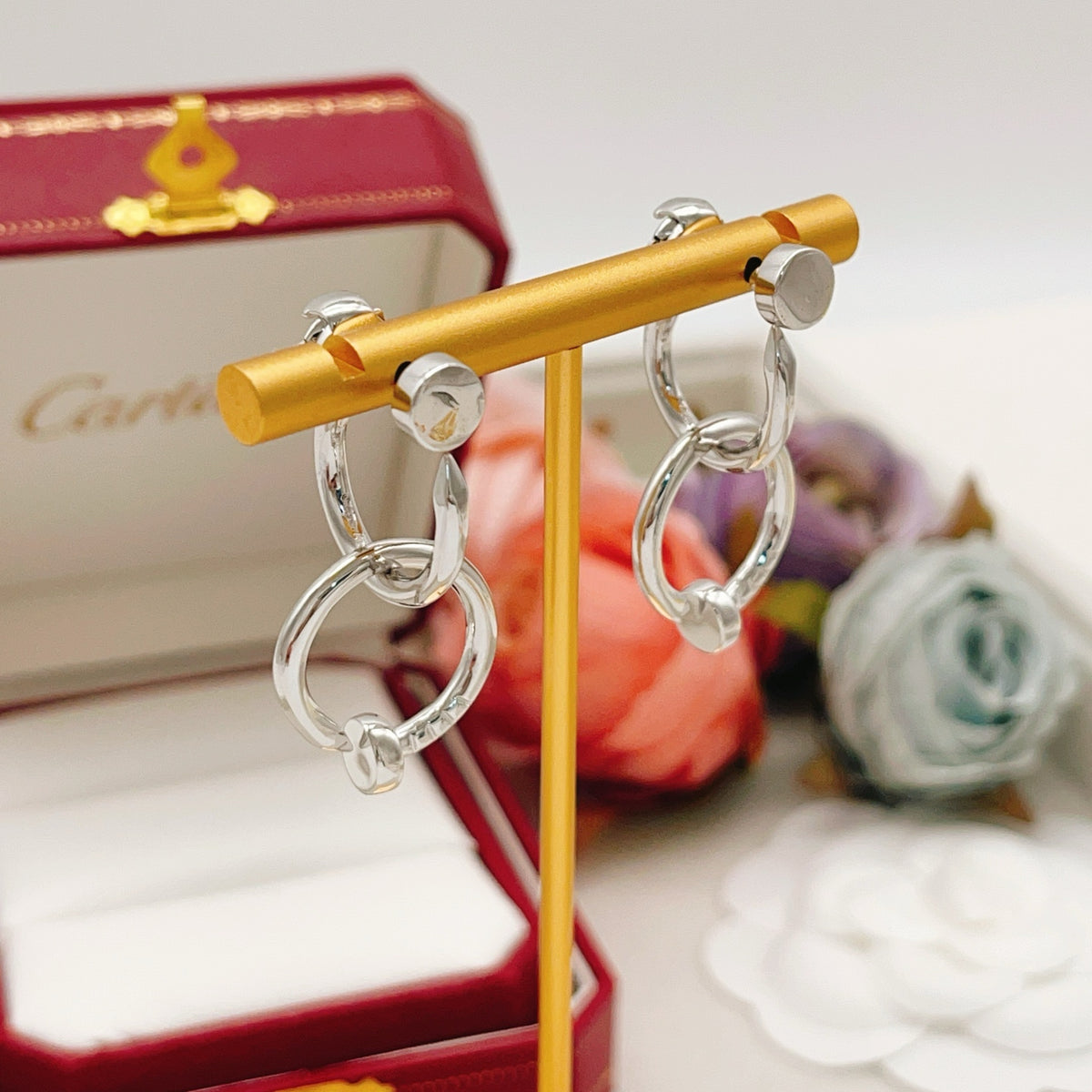 Nail Motif Earrings in Silver-Tone styled view