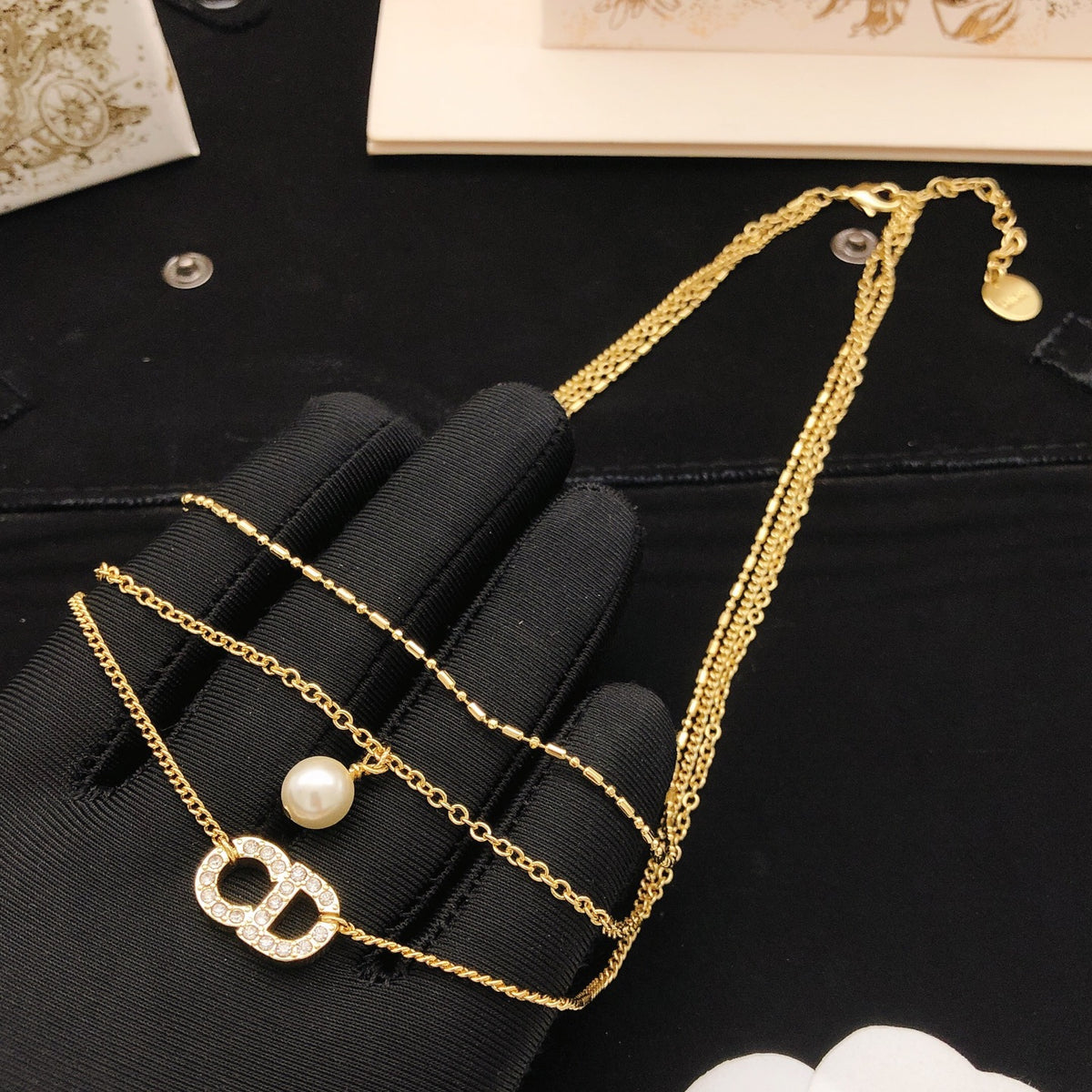 Sculptural Pendant Necklace in Polished Metal-Tone with Layered Detail – Design 002 detail view