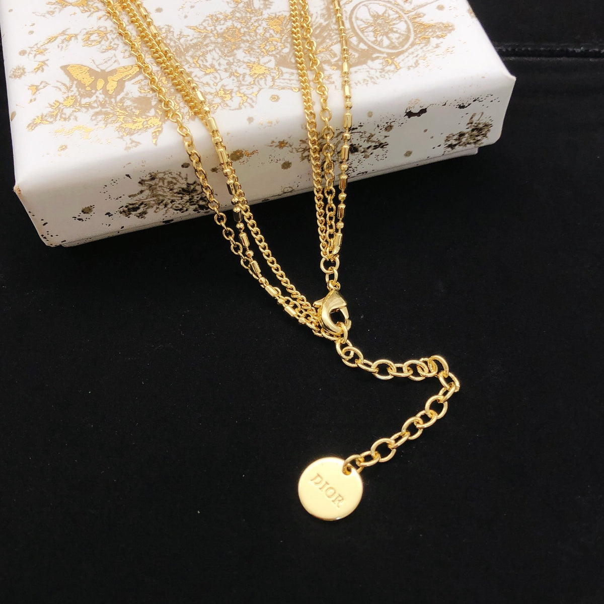 Sculptural Pendant Necklace in Polished Metal-Tone with Layered Detail – Design 001 front view