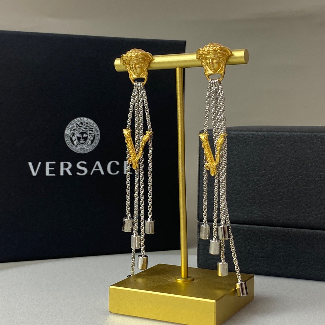 Statement Emblem Stud Earrings in Polished Metal-Tone – Design 05 main product view
