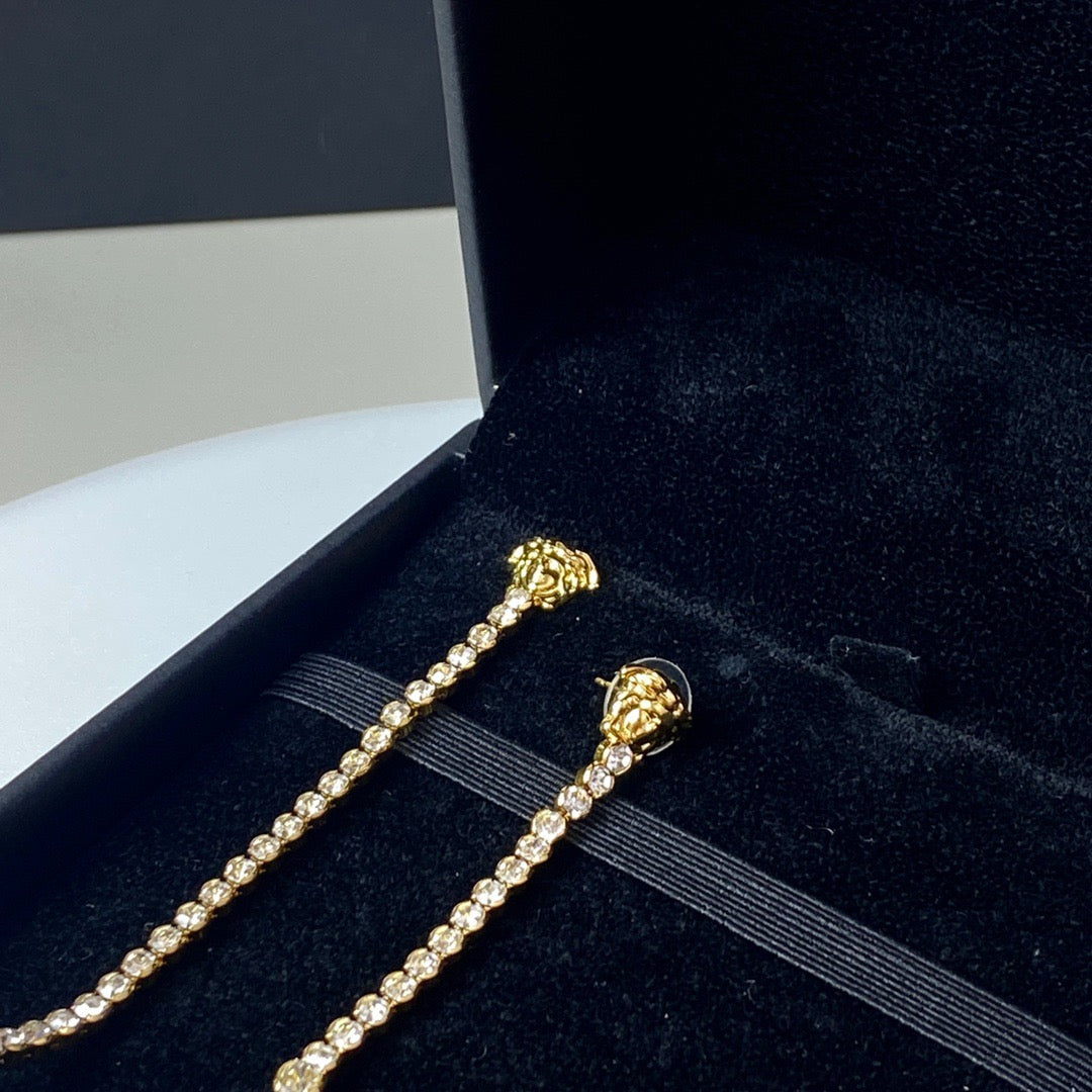 Statement Emblem Stud Earrings in Polished Metal-Tone – Design 04 detail view