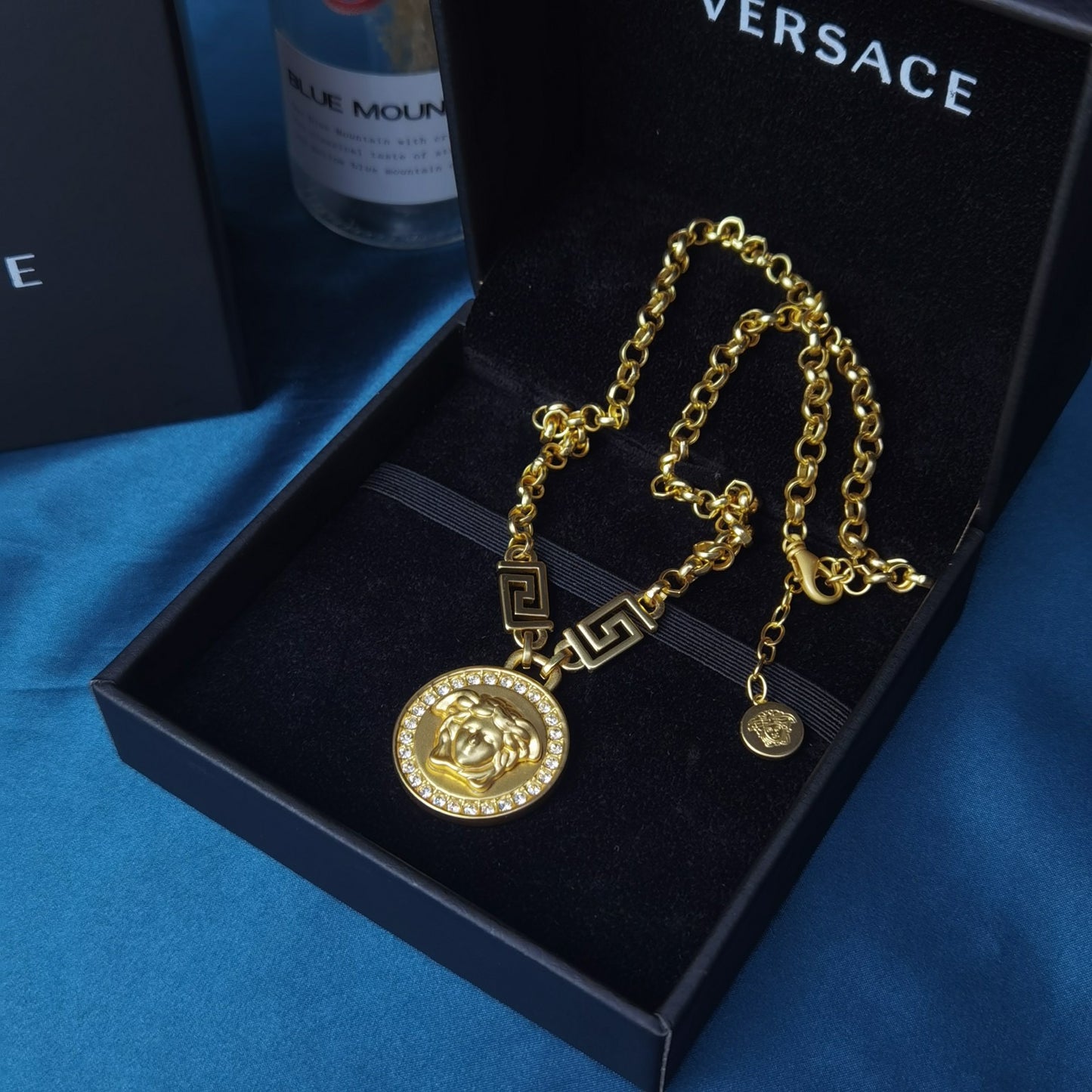 Statement Emblem Pendant Necklace in Polished Metal-Tone main product view