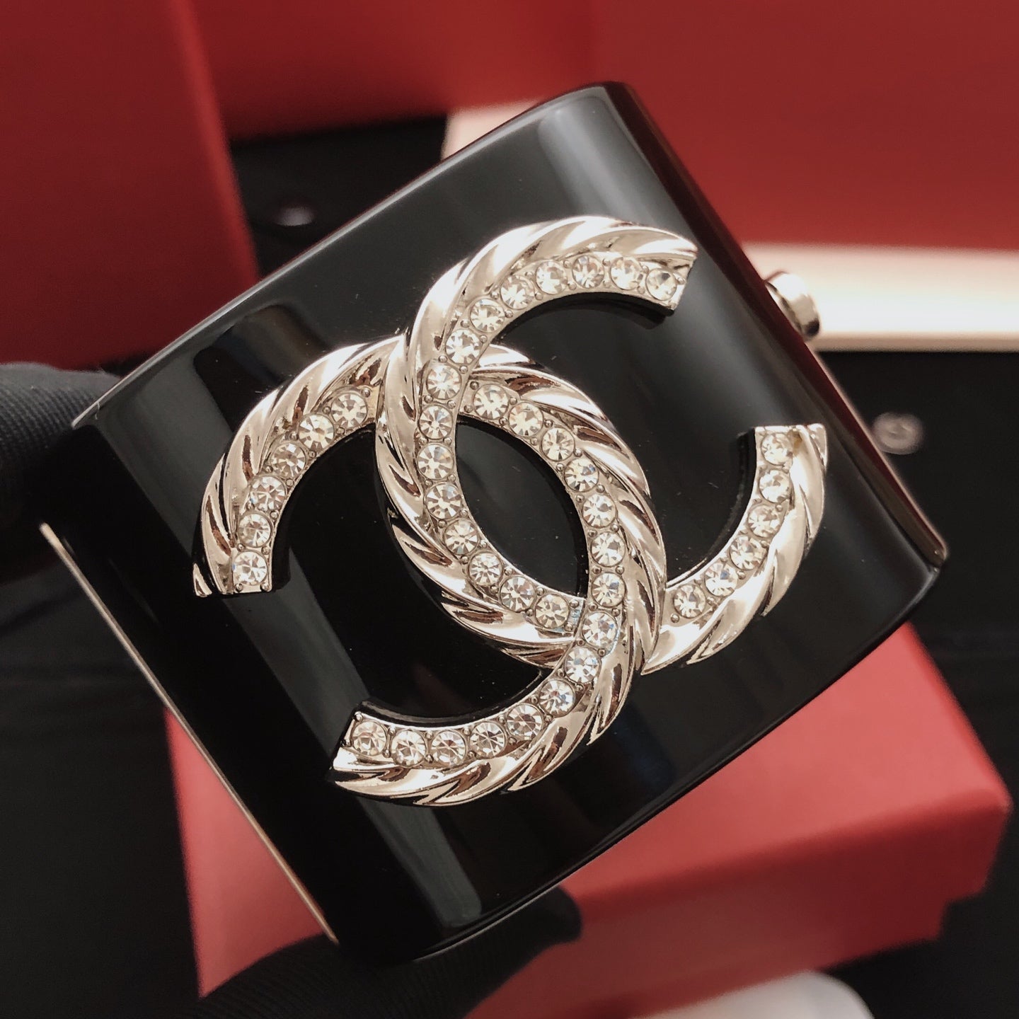 Signature Emblem Bangle in Silver-Tone – Black Detail – Design 003 main product view