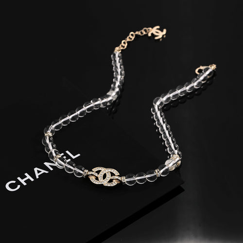 Double-C Emblem Pendant Necklace in Polished Metal-Tone – Design 031 main product view