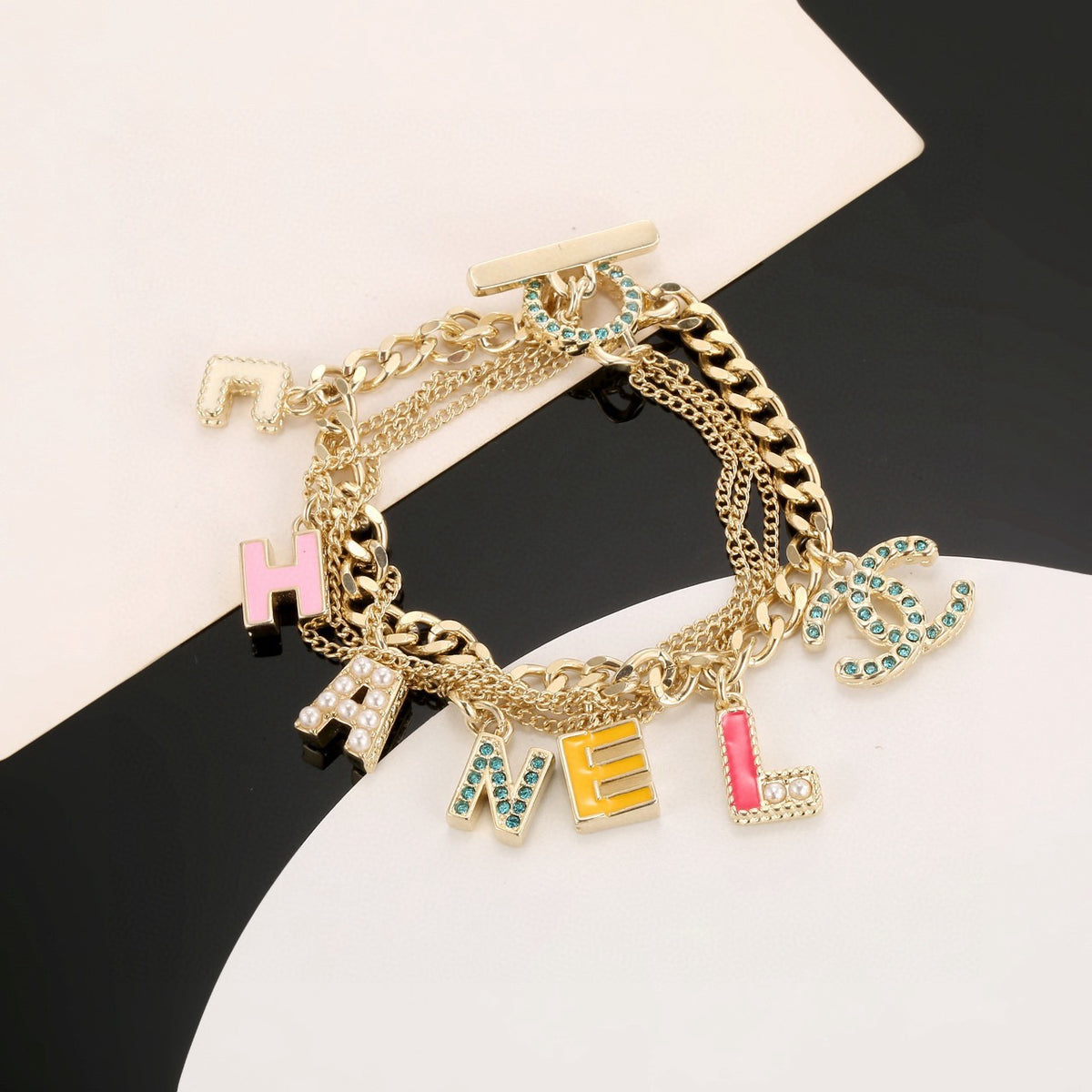 Letter Bracelet in Gold-Tone front product view
