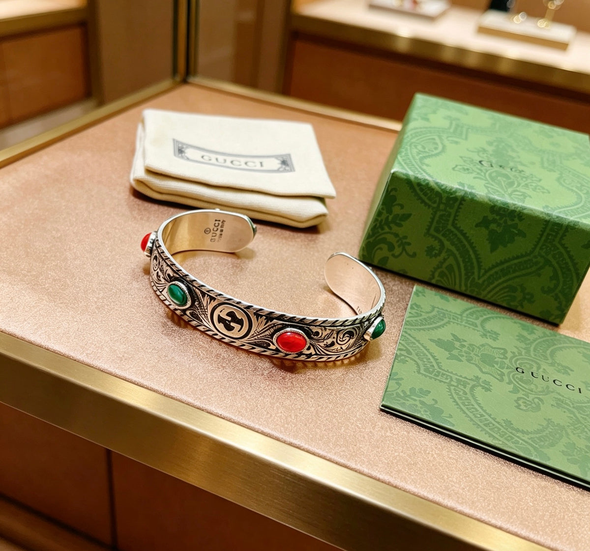 Double-G Emblem Bangle in Polished Metal-Tone – Design 021 main product view