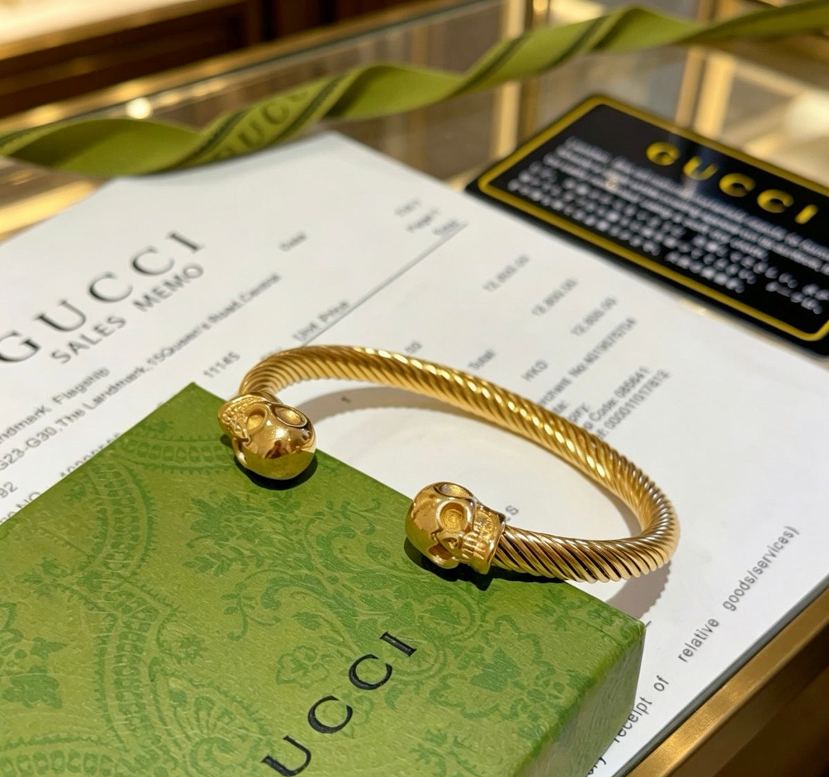 Double-G Emblem Bangle in Polished Metal-Tone – Design 019 front product view