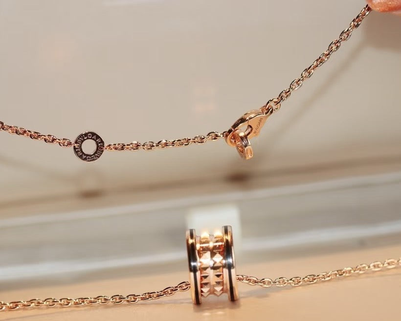Geometric Emblem Pendant Necklace in Polished Metal-Tone – Design 008 styled product view