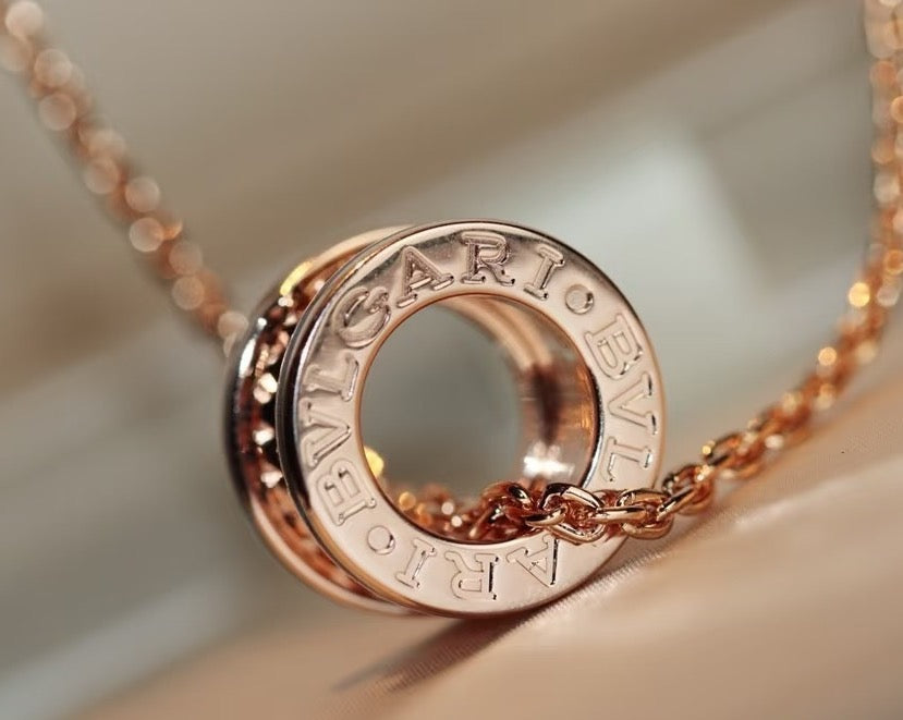 Geometric Emblem Pendant Necklace in Polished Metal-Tone – Design 008 side detail
