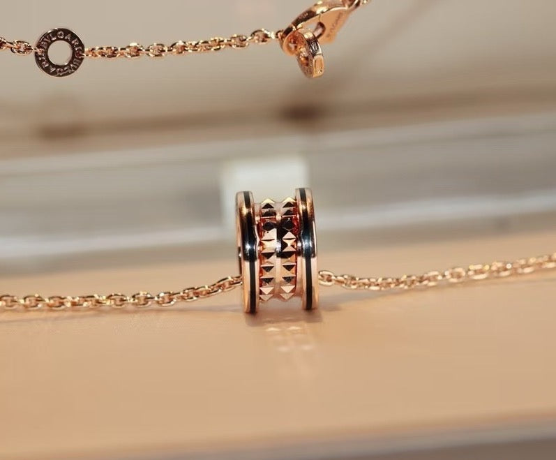 Geometric Emblem Pendant Necklace in Polished Metal-Tone – Design 008 close-up detail