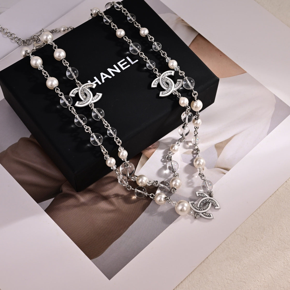 Signature Emblem Pendant Necklace in Polished Metal-Tone – Design 059 styled product view