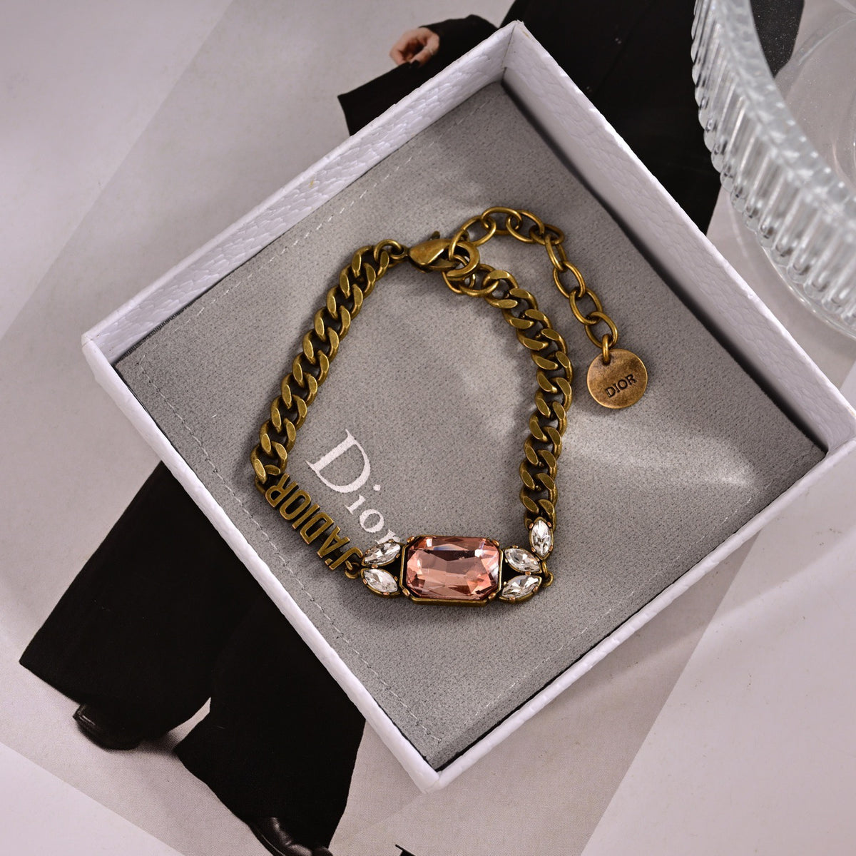 Sculptural Statement Bracelet in Polished Metal-Tone with Vintage-Style Finish – Design 002 styled view