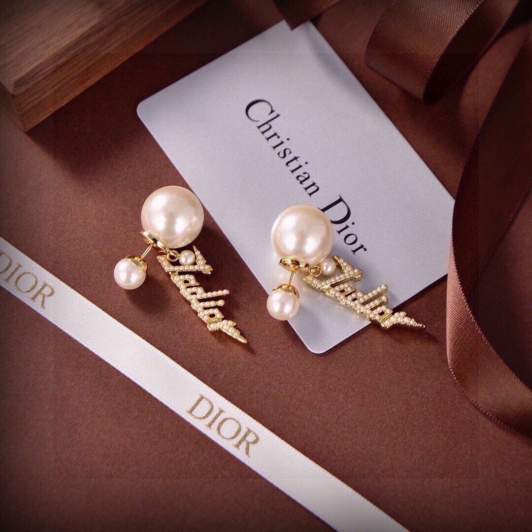 Pearl-Style Motif Statement Earrings in Polished Metal-Tone with Pearl-Style Detail – Design 003 styled view