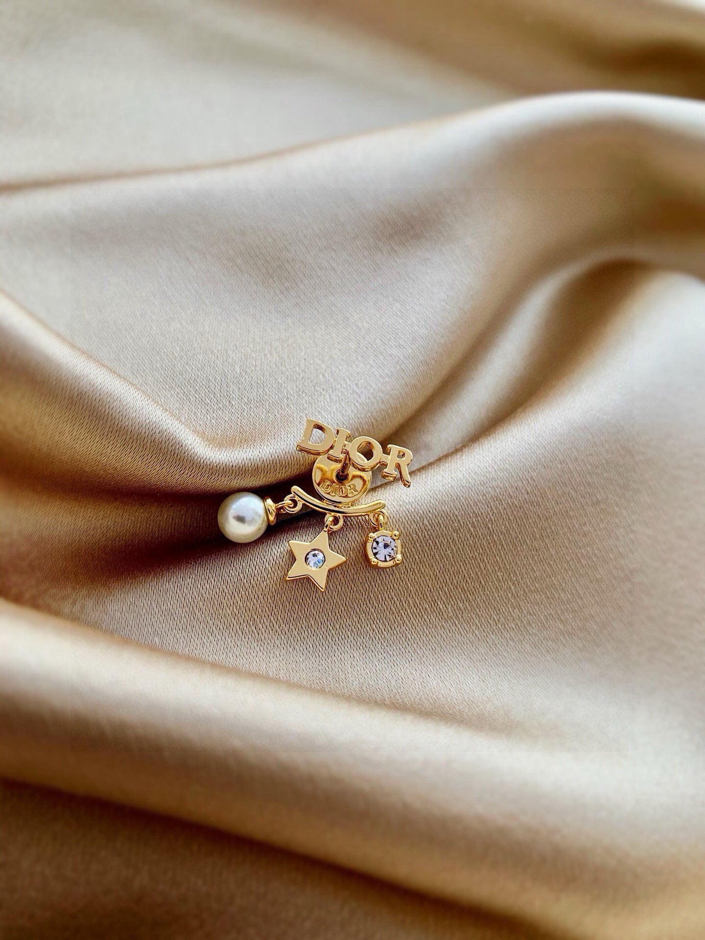 Pearl-Style Motif Statement Earrings in Polished Metal-Tone with Pearl-Style Detail – Design 002 styled view