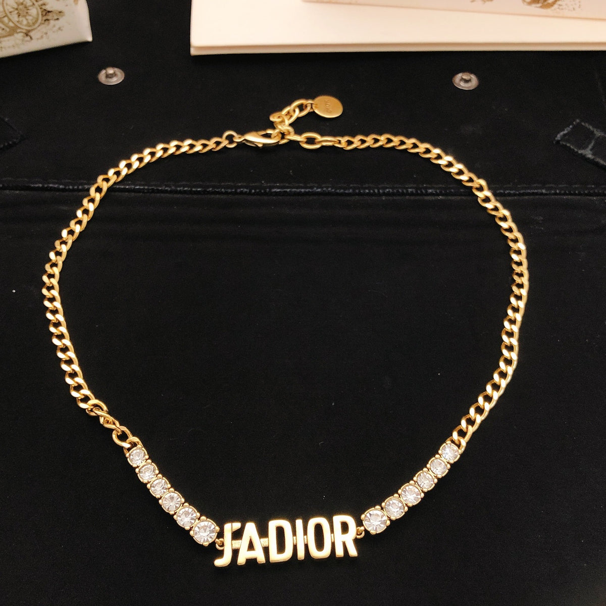 Sculptural Pendant Necklace in Polished Metal-Tone with Crystal-Style Accents – Design 005 detail view