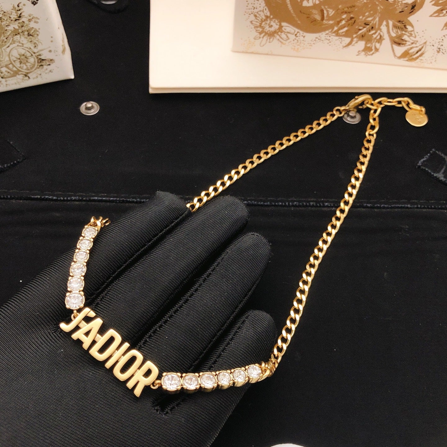 Sculptural Pendant Necklace in Polished Metal-Tone with Crystal-Style Accents – Design 005 side detail