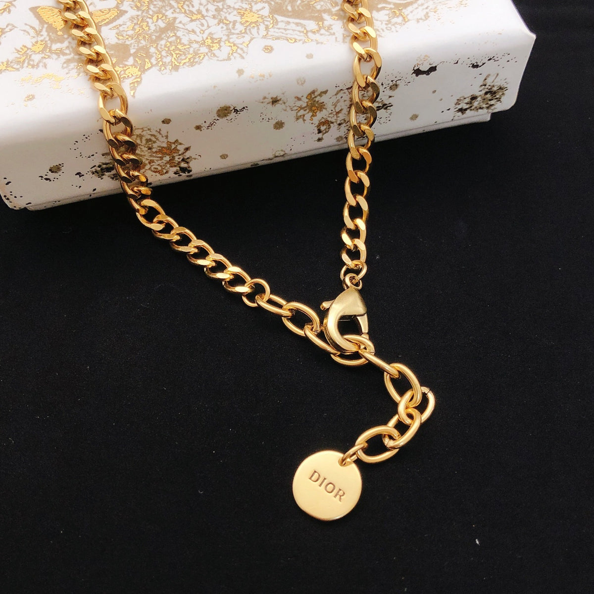 Sculptural Pendant Necklace in Polished Metal-Tone with Crystal-Style Accents – Design 005 front view