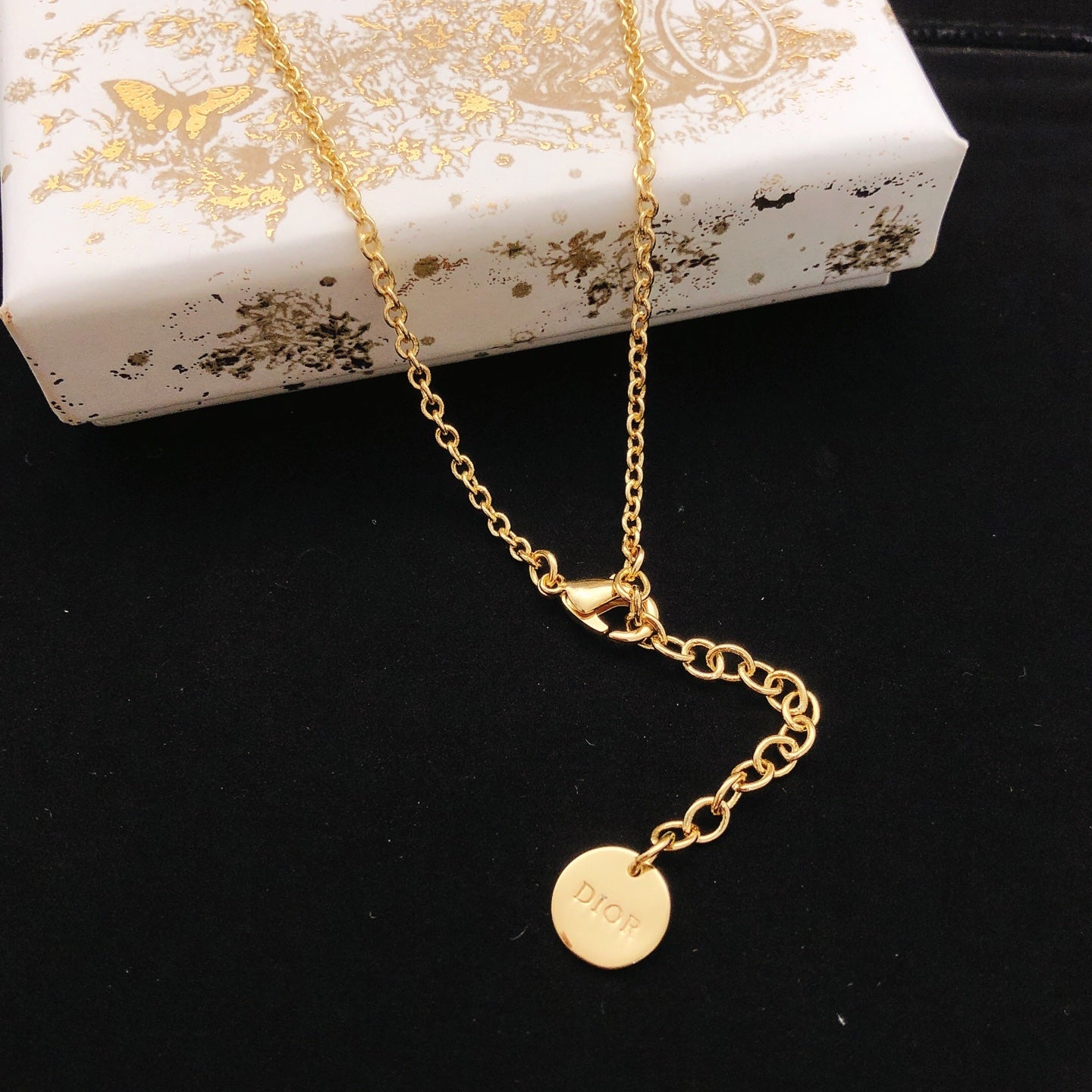 Sculptural Pendant Necklace in Polished Metal-Tone with Crystal-Style Accents – Design 004 front view