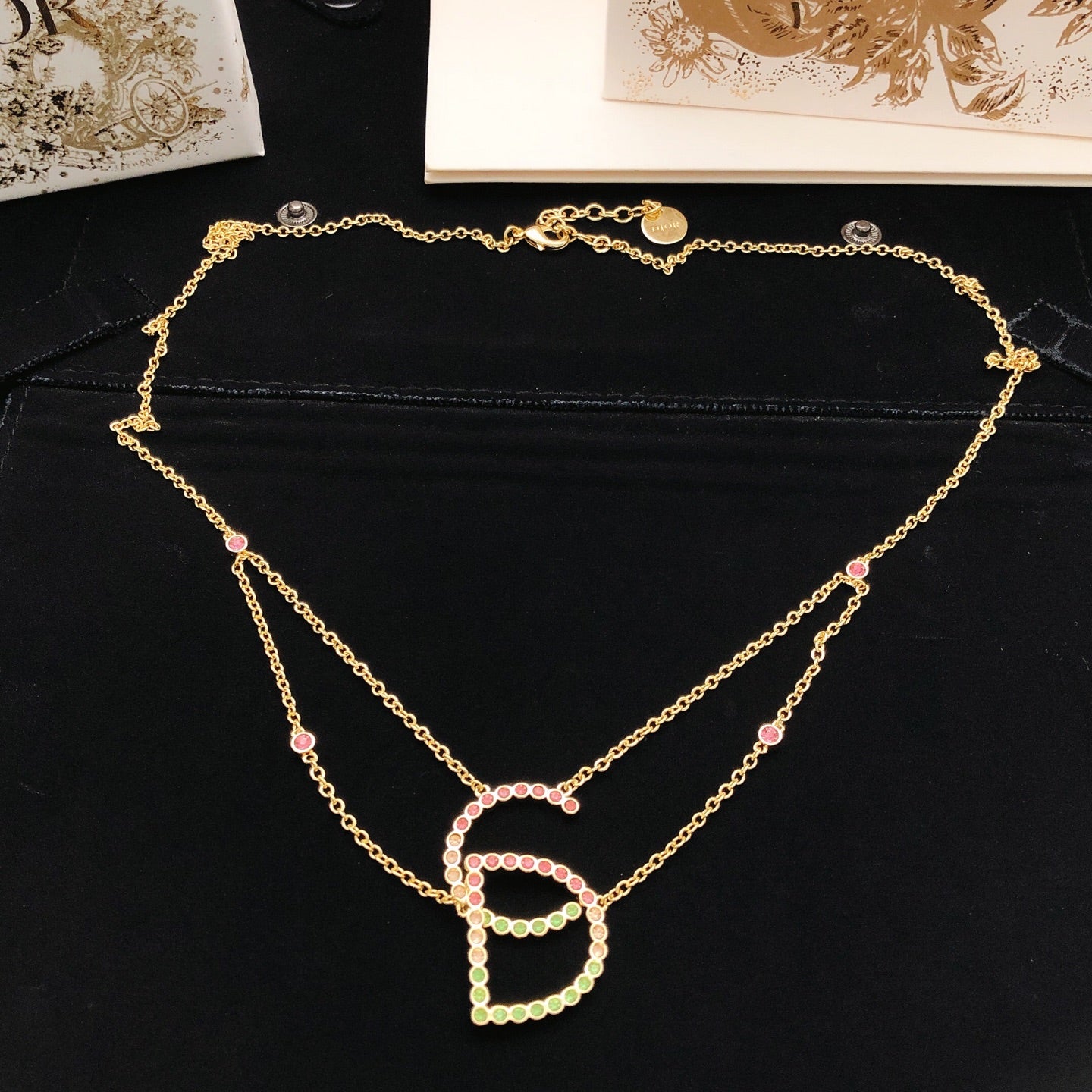 Sculptural Pendant Necklace in Polished Metal-Tone with Crystal-Style Accents – Design 004 detail view