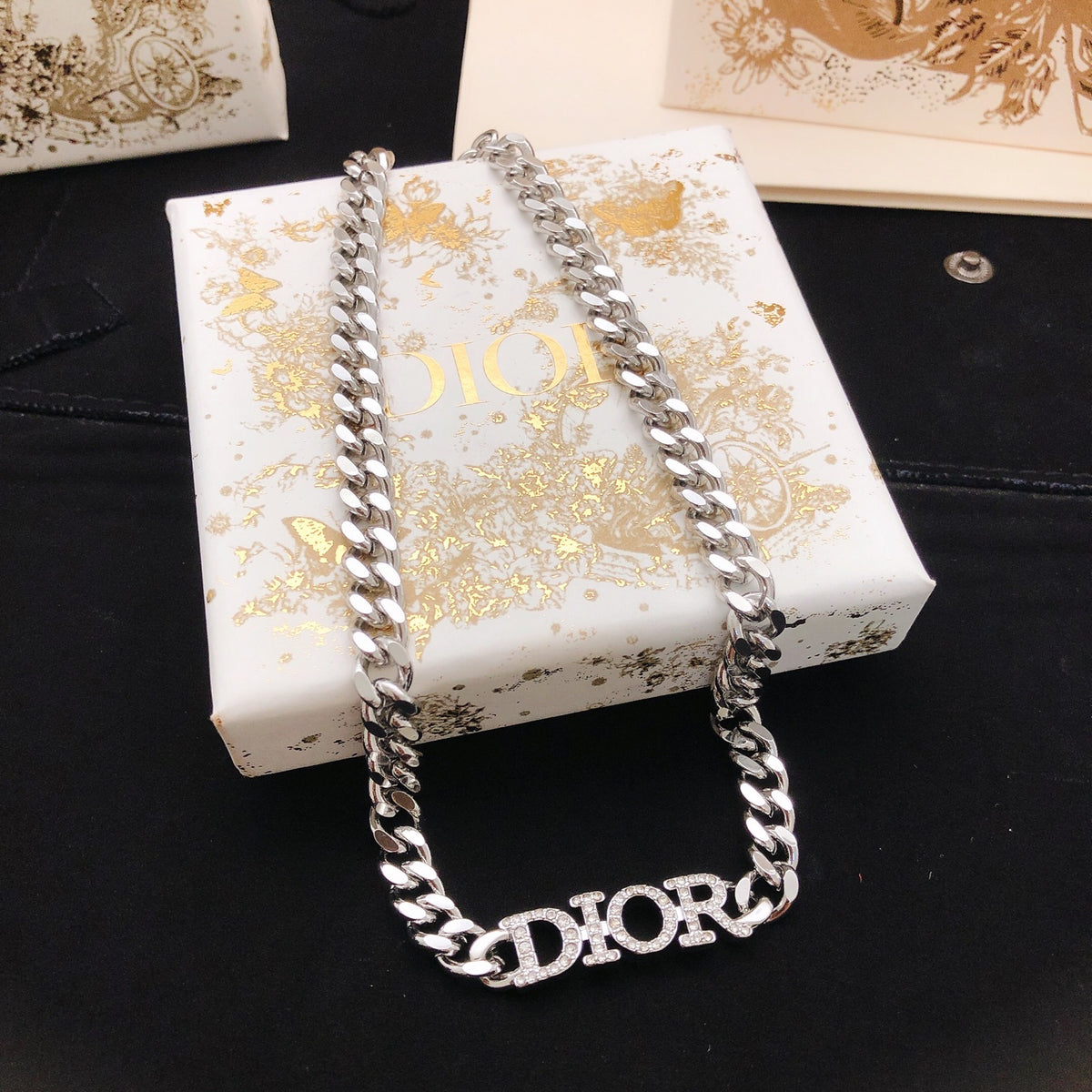 Sculptural Pendant Necklace in Silver-Tone with Crystal-Style Accents main product view