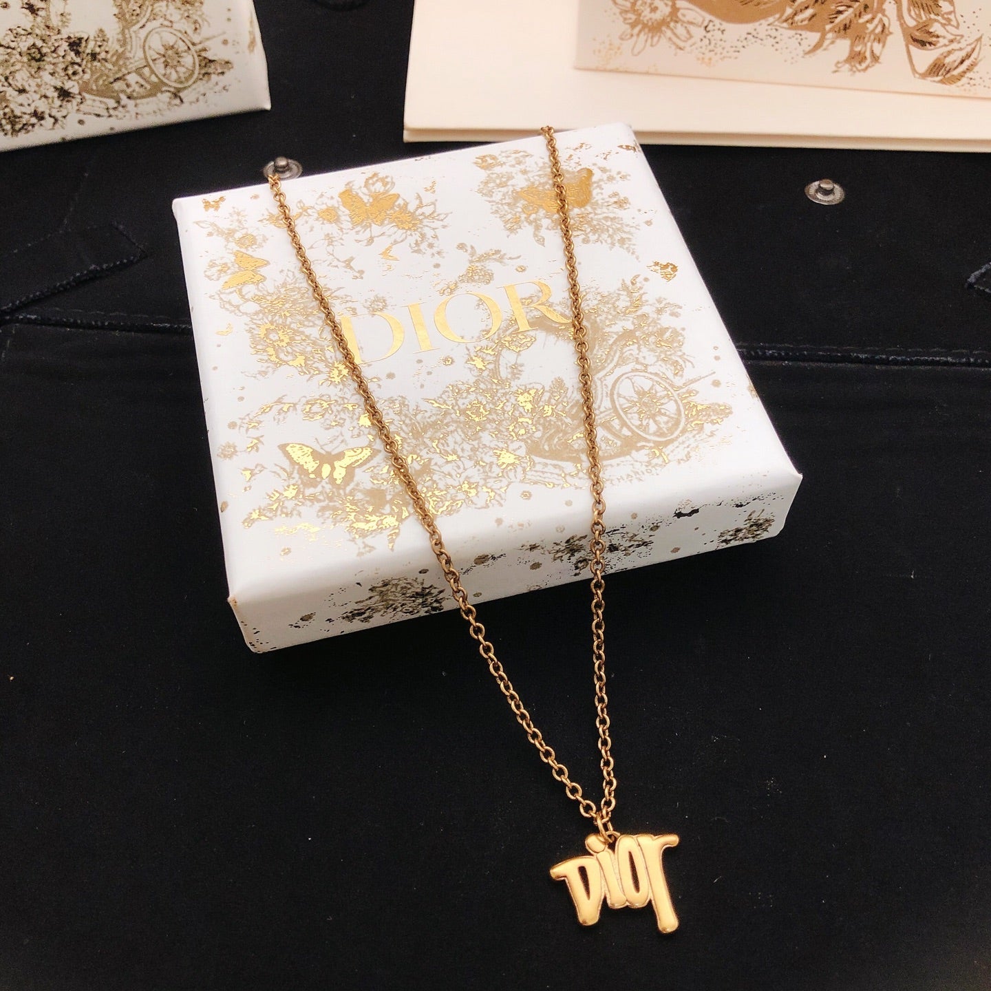 Graphic Letter Motif Pendant Necklace in Polished Metal-Tone – Design 015 main product view