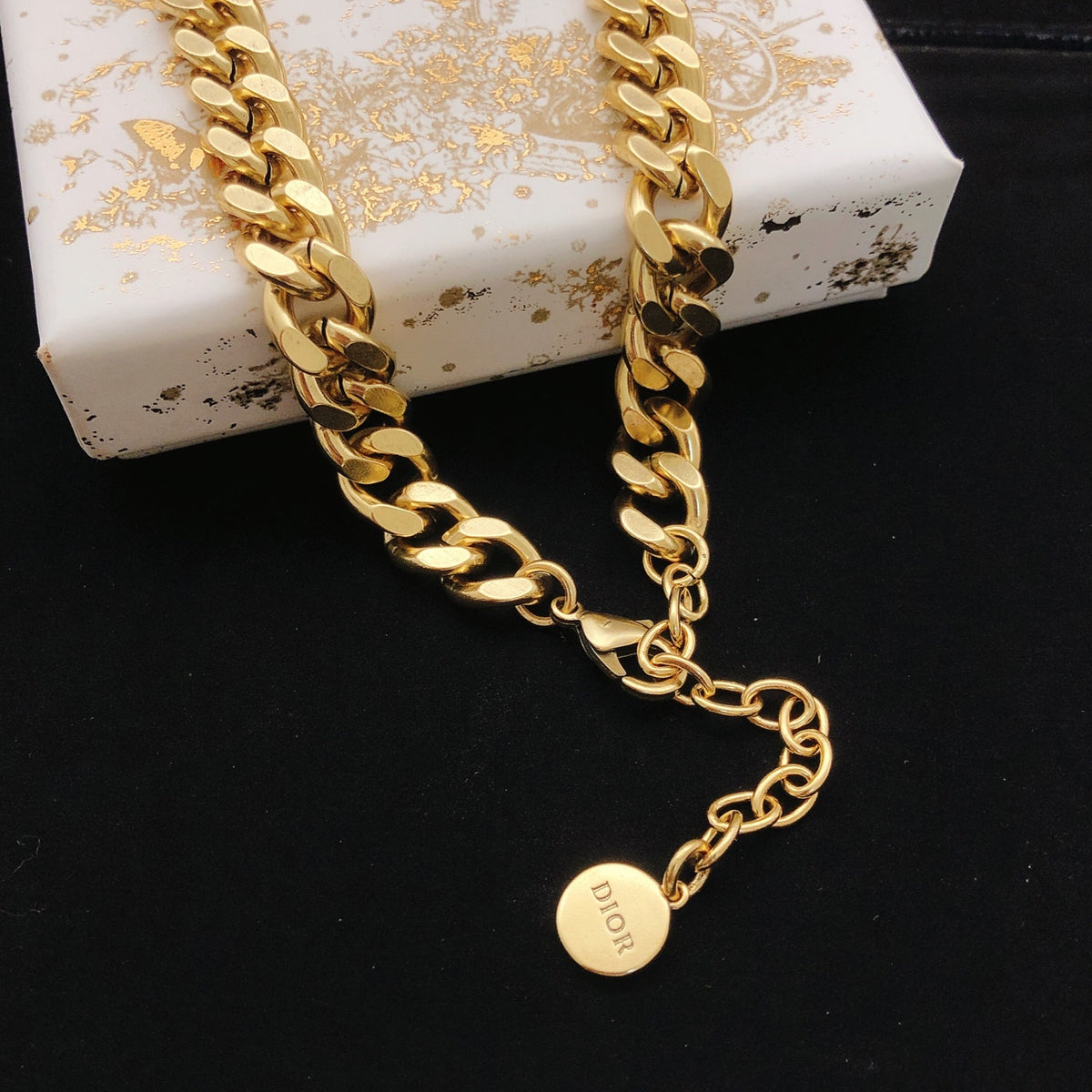 Graphic Letter Motif Jewelry Accessory in Gold-Tone – Design 002 front view