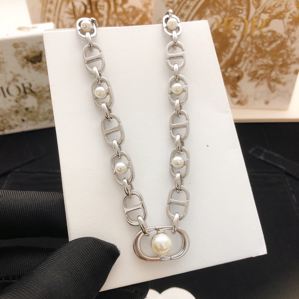 Sculptural Pendant Necklace in Silver-Tone – Design 001 styled view