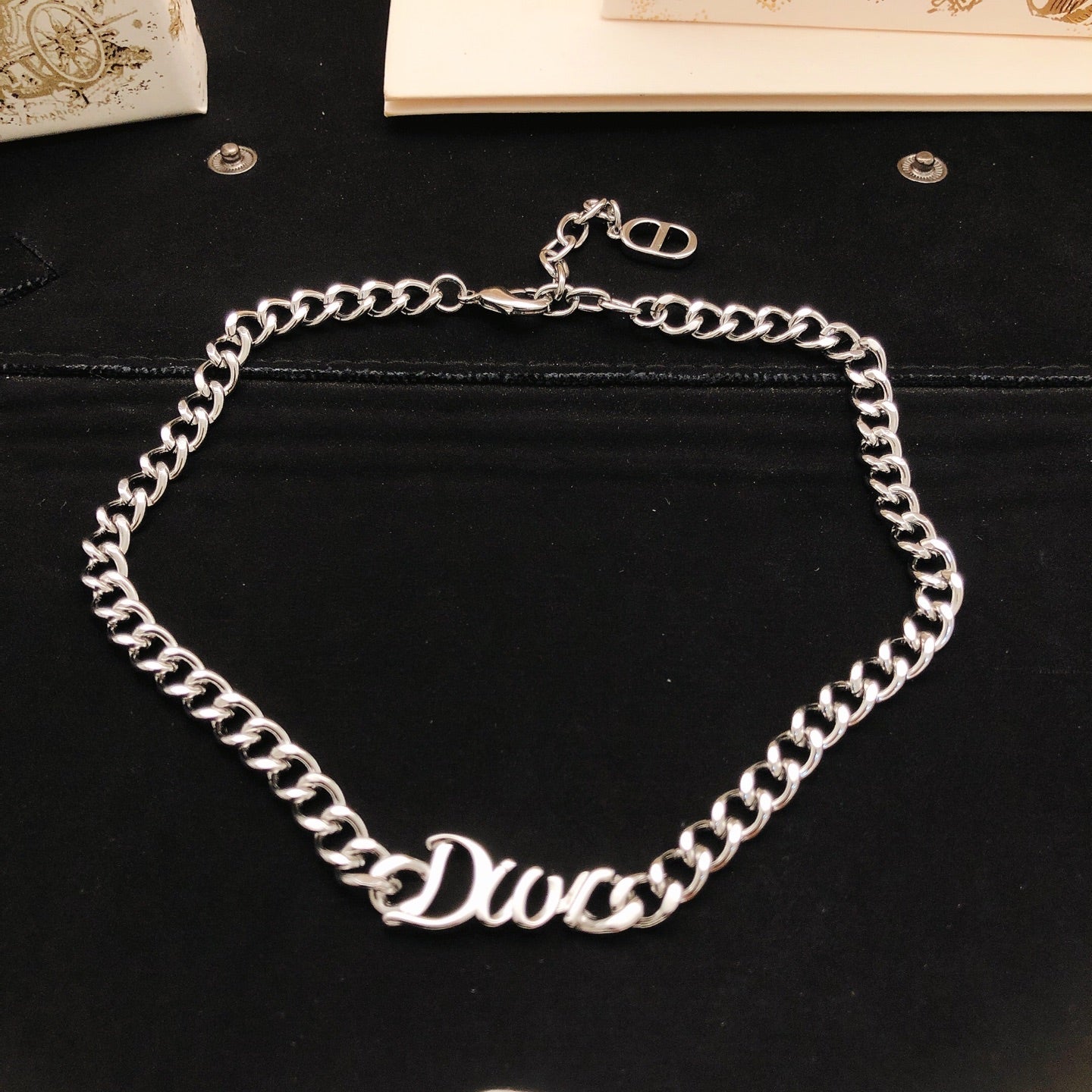 Graphic Letter Motif Pendant Necklace in Silver-Tone – Design 003 main product view