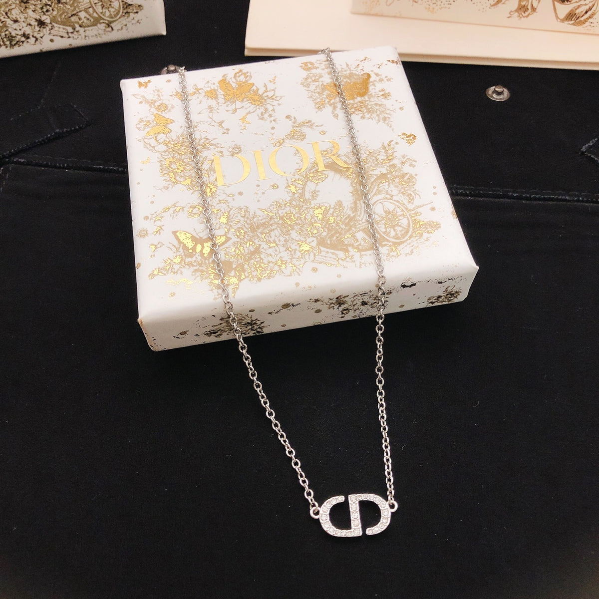 Graphic Letter Motif Pendant Necklace in Gold-Tone – Design 001 main product view