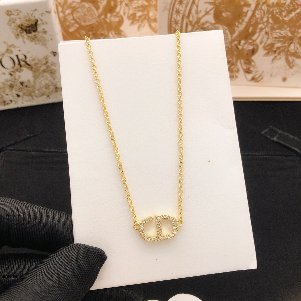 Graphic Letter Motif Pendant Necklace in Silver-Tone – Design 002 styled view