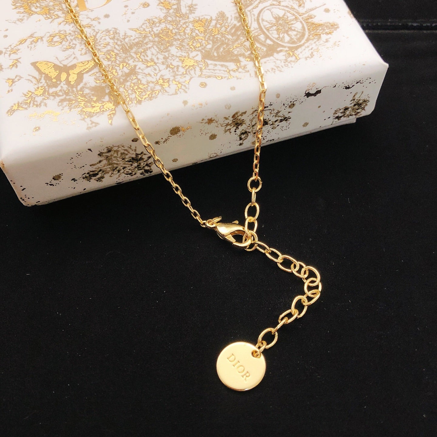 Sculptural Pendant Necklace in Polished Metal-Tone with Crystal-Style Accents – Design 003 front view