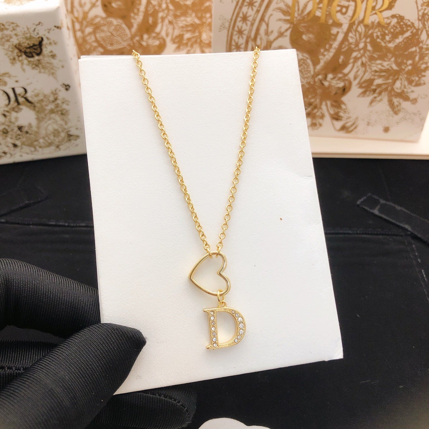 Heart Motif Pendant Necklace in Polished Metal-Tone – Design 006 styled view