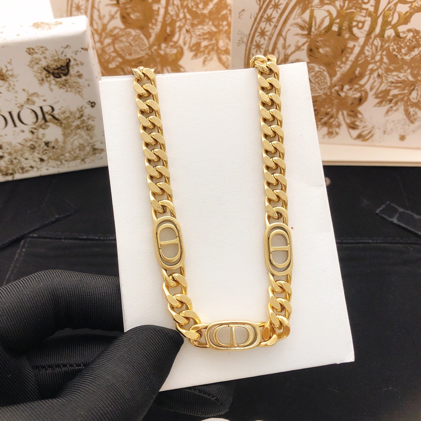 Graphic Letter Motif Pendant Necklace in Polished Metal-Tone – Design 014 styled view