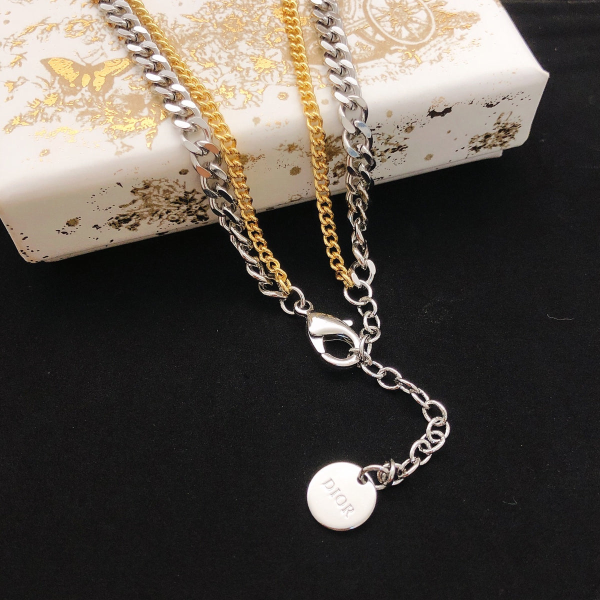 Sculptural Pendant Necklace in Silver-Tone with Layered Detail front view